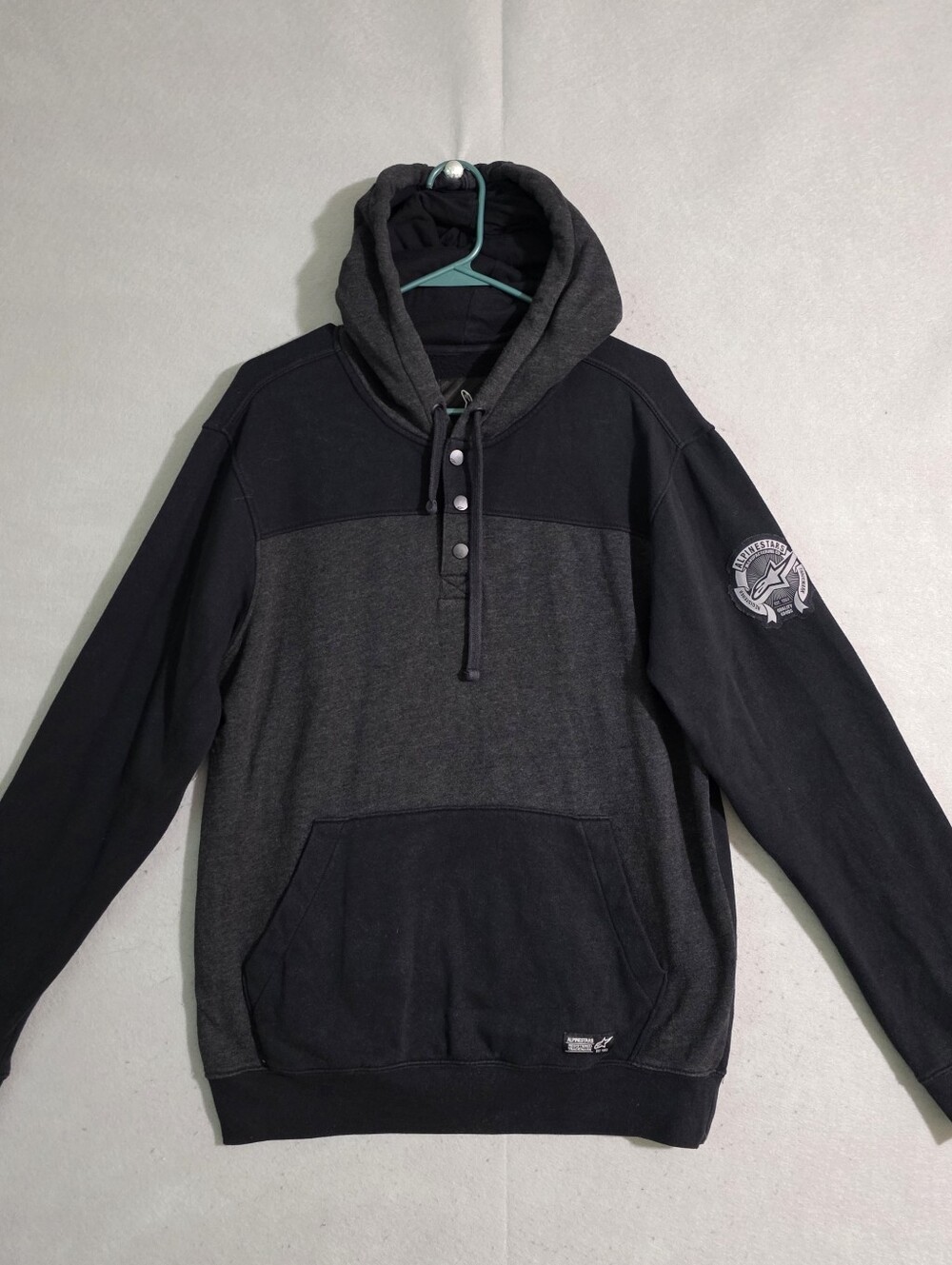Alpinestars Mens Colorblock Snap Button Henley Style Hoodie Size Medium